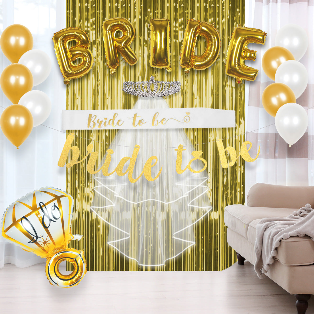 Gold Bridal Shower Decoration Kit - 21 Pieces! – YourPartyBox.com