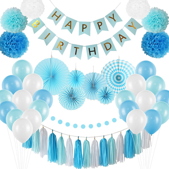 Blue Happy Birthday Decoration Kit - 49 Pieces! – YourPartyBox.com